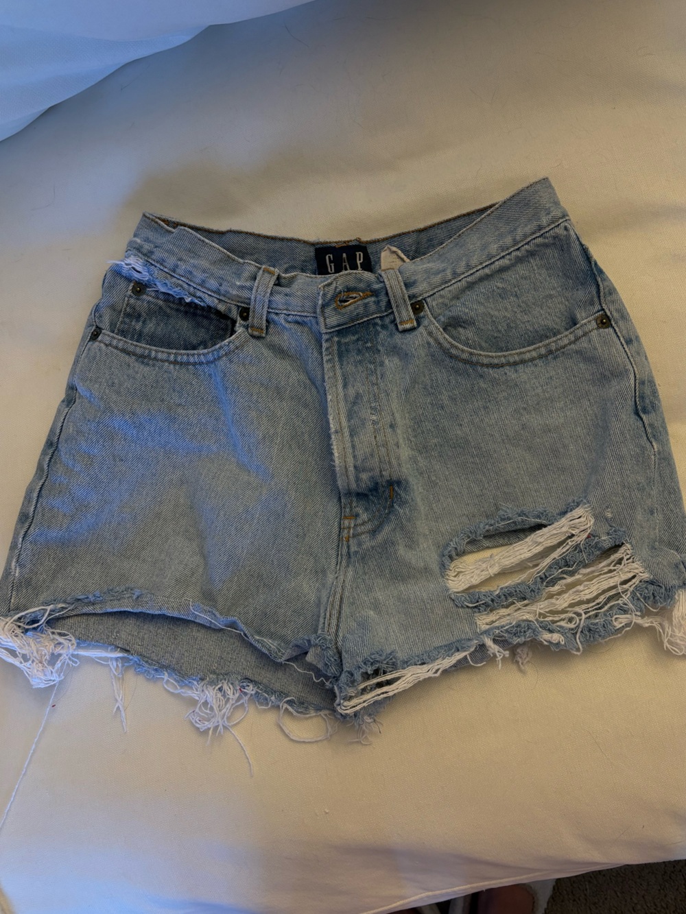 GAP Light Blue Ripped Denim Cutoff Shorts